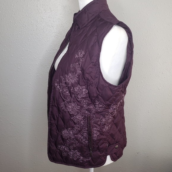 Eddie Bauer goose down purple puffer floral vest size small - Picture 8 of 13
